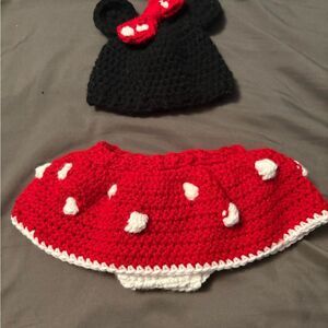 Handmade Minnie Mouse Crochet Newborn Diaper Cover Set